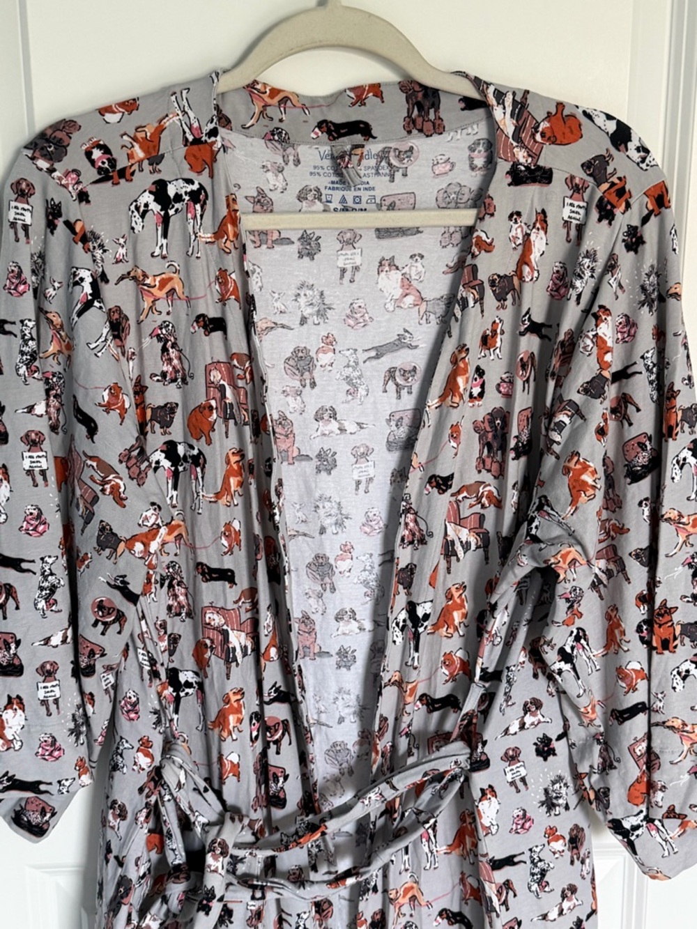 Vera Bradley Gray Dog Show Knit Robe Size S/M 54510 - Picture 3 of 13